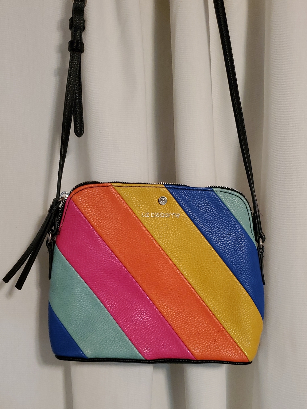 Liz Claiborne Rainbow Diagonal Stripe Crossbody Bag - Multicolor